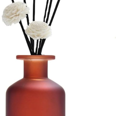 1PCS 130ml/4.3oz Empty Refillable Glass Diffuser Bottle - Aromatherapy Storage Container Fragrance Accessories Use for DIY Replacement Sticks Crafts Decor (Amber Red)