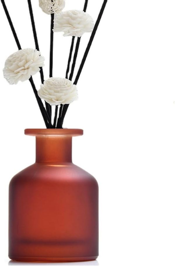 1PCS 130ml/4.3oz Empty Refillable Glass Diffuser Bottle - Aromatherapy Storage Container Fragrance Accessories Use for DIY Replacement Sticks Crafts Decor (Amber Red)