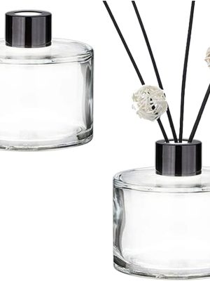2 PCS 50ml/1.7oz Empty Glass Essential Oils Diffuser Bottles Aromatherapy Jars Containers Vase Fragrance Perfume Bottle Ornament Accessories for Home Office Desktop