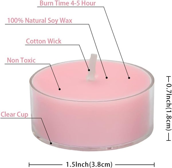 Natural Scented Soy Wax Tealight Candles Bulk, Romantic Rose Aromatherapy Luxury Tea Candle Set of 12-4 Hour Burn Time|Great for Valentine's Day, Birthday