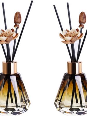 2PCS 60ml/2oz Empty Refillable Glass Diffuser Bottles - Aromatherapy Storage Containers for DIY Replacement Diffuser Sticks - Amber Gradation