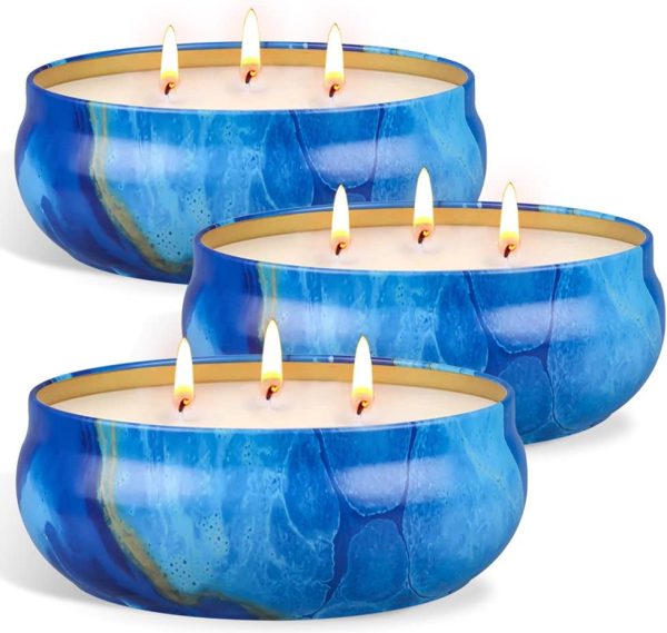 Large Citronella Candles Outdoor Decorative 55oz, Soy Wax Lemongrass Candle Set 3 Wick, Scented Jar Candle Bulk Up to 240hrs, 3 Pack Summer Camping Candles for Patio Garden Balcony