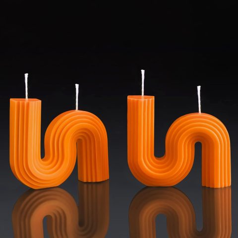 2 Pcs Aesthetic Candles Twist Shaped Aesthetic Candles Cool S Shape Minimalist Geometric Shaped Soy Wax Scented Art Decorative Handmade for Wedding Birthday Gift(Orange)