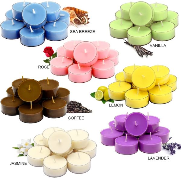 Scented Soy Wax Tealight Candles Bulk, Lavender Aromatherapy Candle for Stress Relief, Clear Cup Long Lasting, for for Relaxation, Spa and Bath|Pack of 12