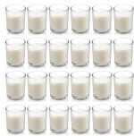 24 Pack Warm White Unscented Clear Glass Filled Votive Candles. Hand Poured Wax Candle Ideal Gifts for Aromatherapy Spa Weddings Birthdays Holidays Party