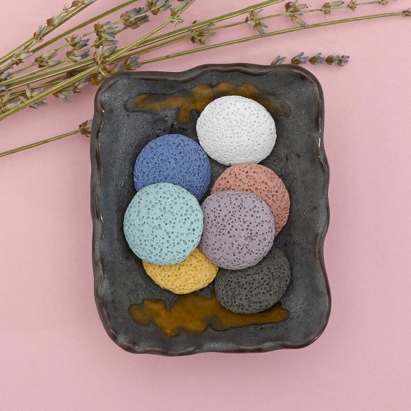 Lava Rock Stone therapy Essential Oil Diffuser Set Square Ceramic Fragrance Perfume Ware Bowl with 14Pcs Round Shape Lava Stone Beads