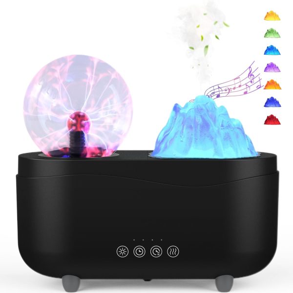 260ml Essential Oil Diffuser - Aromatherapy Diffuser with Wireless Speaker, Plasma Ball, 7-Color LED Light, Waterless Auto-Off, Multifunctional Ultrasonic Diffuser for Home Office Yoga Black