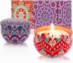 Scented Candles Gift Set - Aromatherapy Candle for Home, Portable Hotel Small Candles, Natural Soy Wax Tin Jar for Yoga, Bath, 2.5 Oz Long Lasting Time Gift for Women 2 Pack