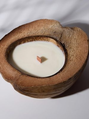 Scented Candle Clearance, Wooden Wick Soy Candles in a Big Coconut Shell, Relaxation Gifts for Women, Room Decor Natural Candles Non-Toxic (Caramel Island)